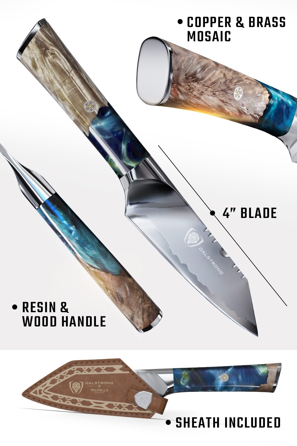 Dalstrong Paring Knife - 4 inch - Valhalla Series - 9CR18MOV HC Steel - Celestial Resin & Wood Handle - Professional Kitchen Knife Gift - Razor Sharp - w/Leather Sheath - Image 7