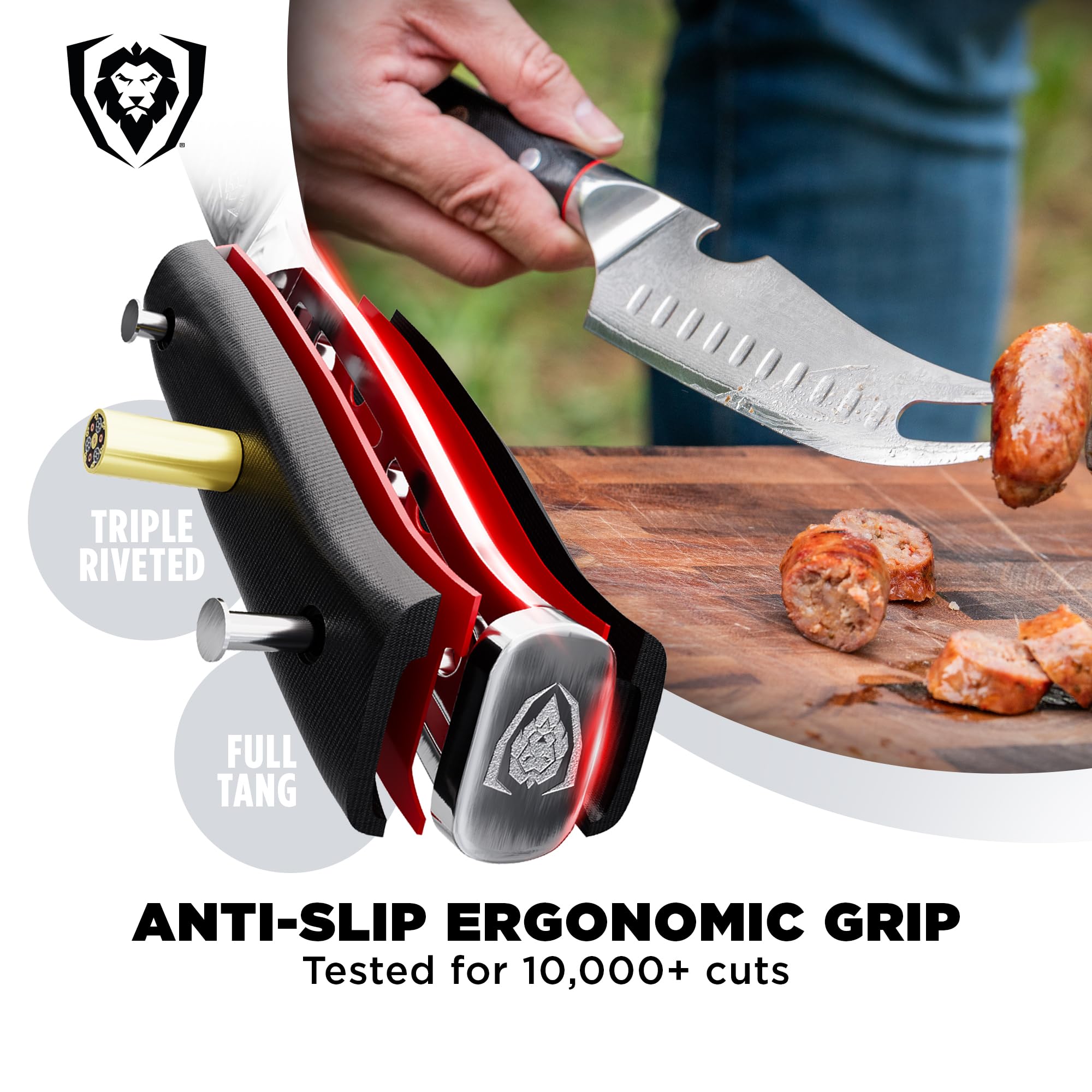 Dalstrong Pitmaster BBQ & Meat Knife - 8 inch - Shogun Series ELITE - Forked Tip & Bottle Opener - Japanese AUS-10V Super Steel Kitchen Knife - G10 Handle - Razor Sharp - w/Sheath - Image 4