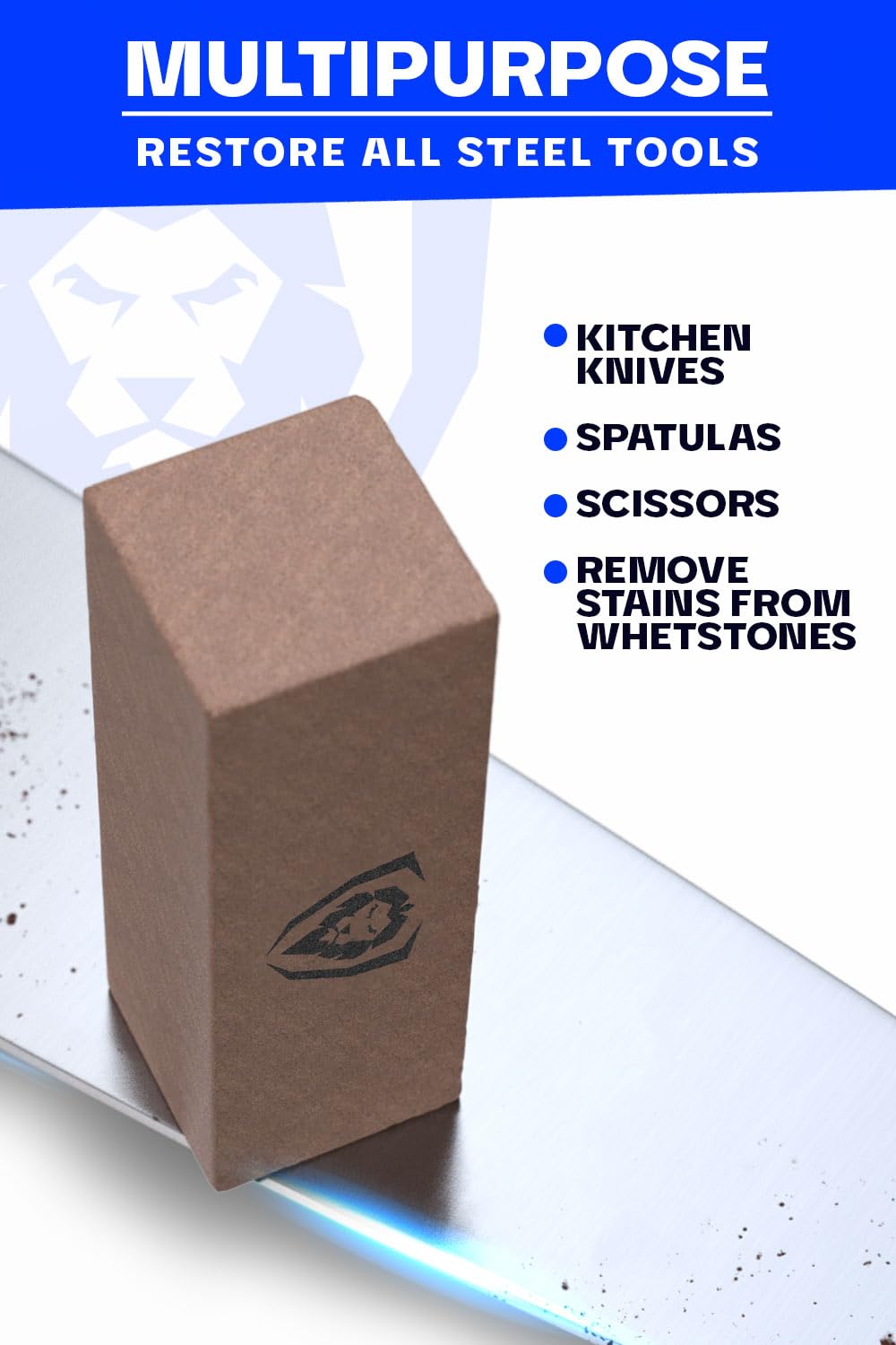 Dalstrong Premium Rust Remover & Eraser - Knife Maintenance and Care - For Knives, Scissors, Stainless Steel Pots and Pans, Whetstones - Sharp Polish for Tools - Calcium Carbonate - Image 3