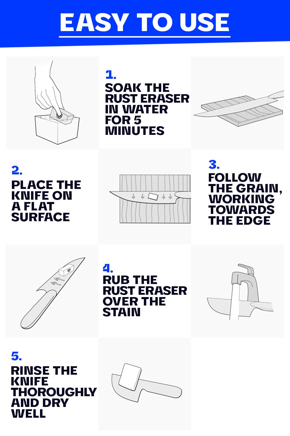 Dalstrong Premium Rust Remover & Eraser - Knife Maintenance and Care - For Knives, Scissors, Stainless Steel Pots and Pans, Whetstones - Sharp Polish for Tools - Calcium Carbonate - Image 4