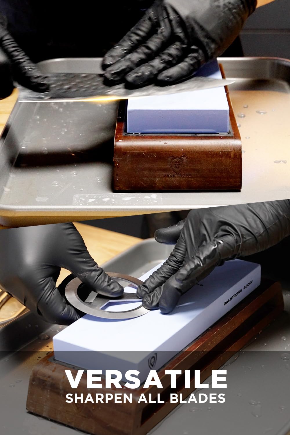 Dalstrong Premium Whetstone Set - #1000/#6000 Knife Sharpening Kit - Extra Large Grit Stones Top-Grade Corundum - Blade Sharpener - Hand Crafted Acacia Wood - Whetstone Knife Sharpener Afilador - Image 5