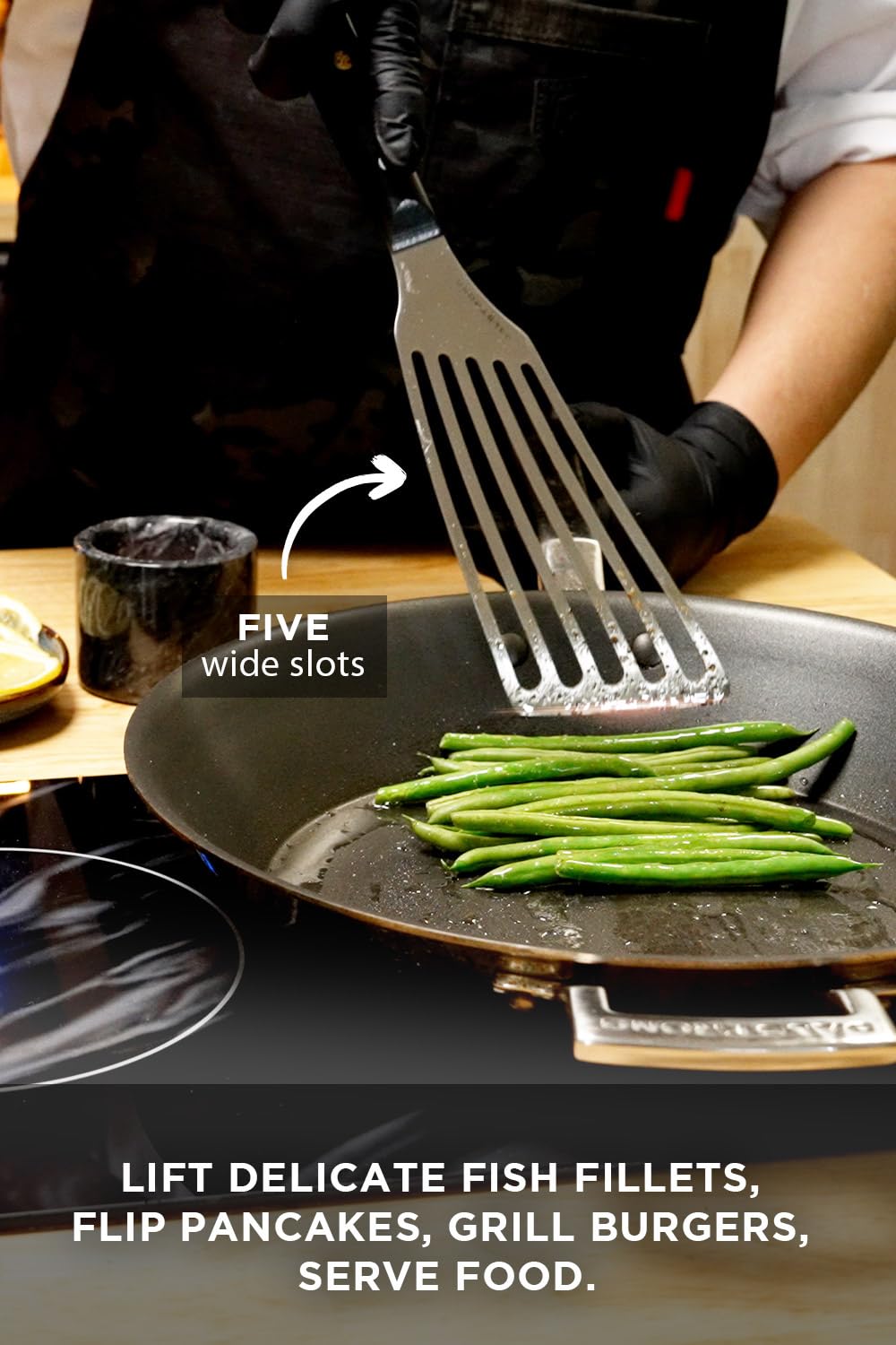 Dalstrong Professional Kitchen Fish Spatula - 7.5 inch - Slotted - High-Carbon, Heat-Resistant Spatula Stainless Steel - Flexible - Wide - Turner - Nonstick Cookware - G10 Handle - Image 3