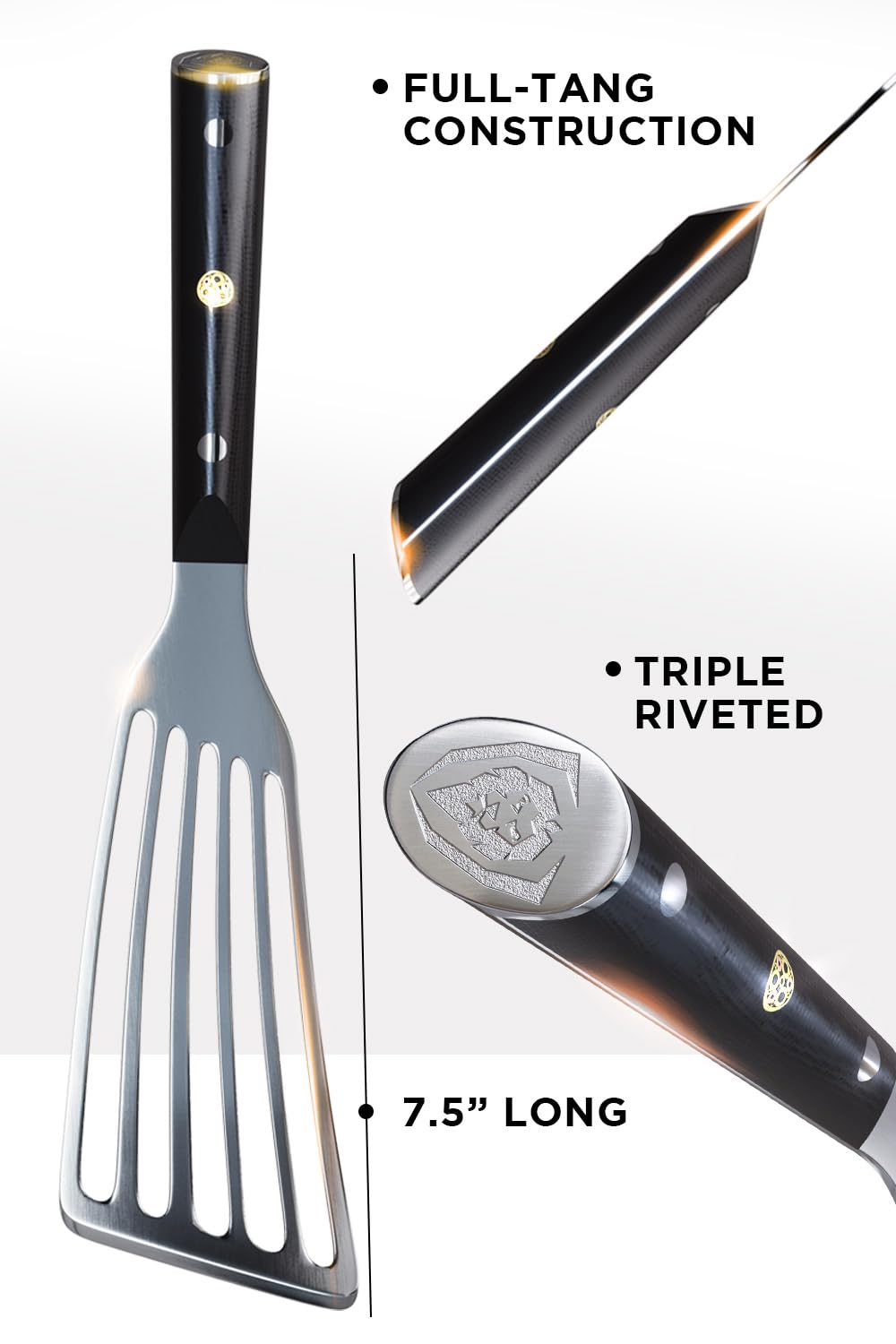 Dalstrong Professional Kitchen Fish Spatula - 7.5 inch - Slotted - High-Carbon, Heat-Resistant Spatula Stainless Steel - Flexible - Wide - Turner - Nonstick Cookware - G10 Handle - Image 6