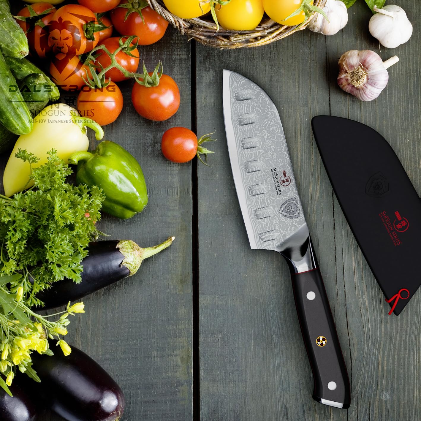 Dalstrong Santoku Knife - 5 inch - Shogun Series Elite - Japanese AUS-10V Super Steel Kitchen Knife - Black G10 Handle - Vegetable Knife - Damascus Layered - Vacuum Heat Treated - Sheath Included - Image 7