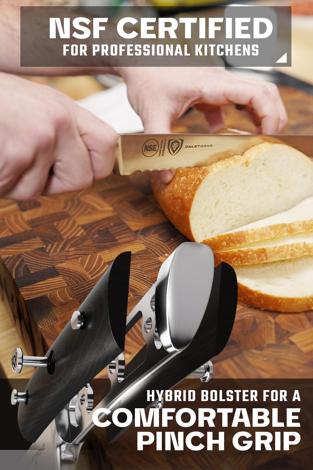 Dalstrong Serrated Bread Knife - 10 inch - Gladiator Series Elite - Forged High-Carbon German Steel - G10 Handle Kitchen Knife - Sheath Included - Razor Sharp Slicer - Slicing Knife - NSF Certified - Image 4