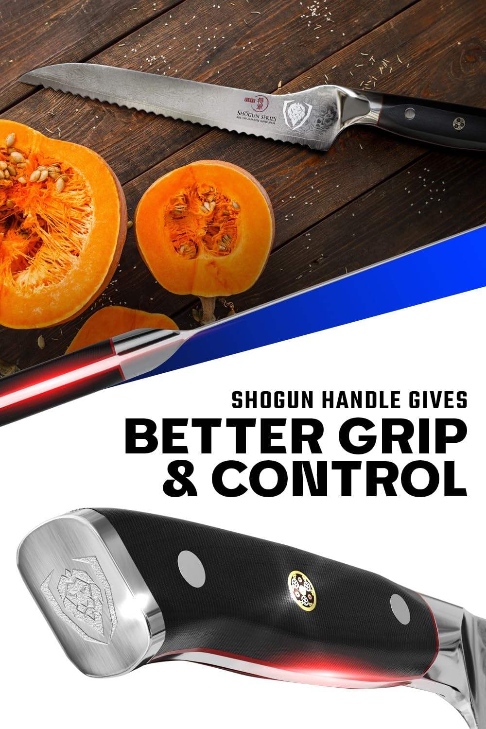 Dalstrong Serrated Offset Bread Knife - 8 inch - Shogun Series - Deli Knife Gift - Damascus - AUS-10V Japanese Super Steel - Bread Slicer Cutter - Slicing Knife - Vacuum Treated - G10 Handle - Sheath - Image 4