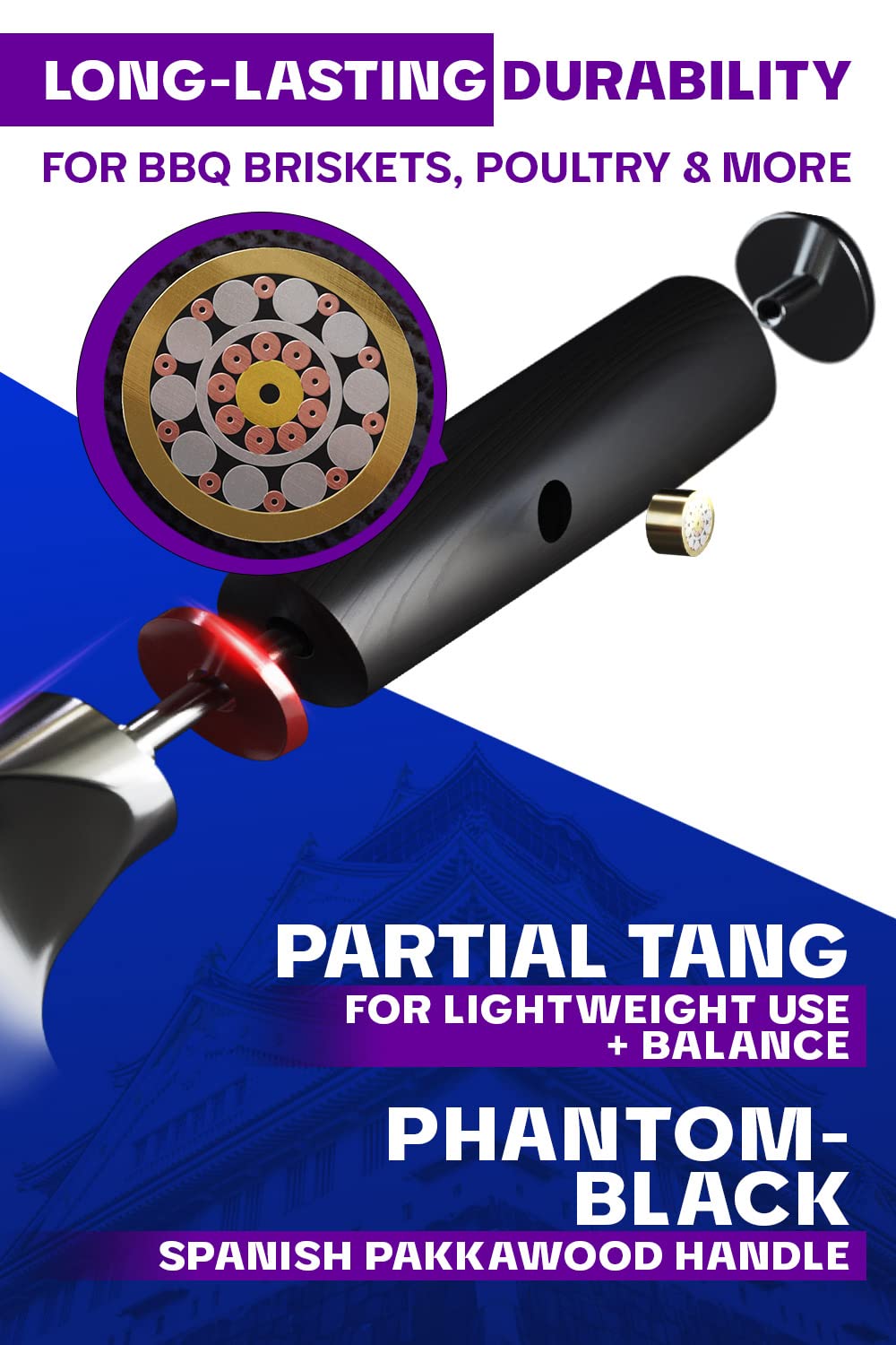 Dalstrong Slicing & Carving Knife - 12 inch Slicer - Phantom Series - Japanese High-Carbon AUS8 Steel - Pakkawood Handle - Kitchen Knife - Brisket Knife - Sheath Included - Image 3