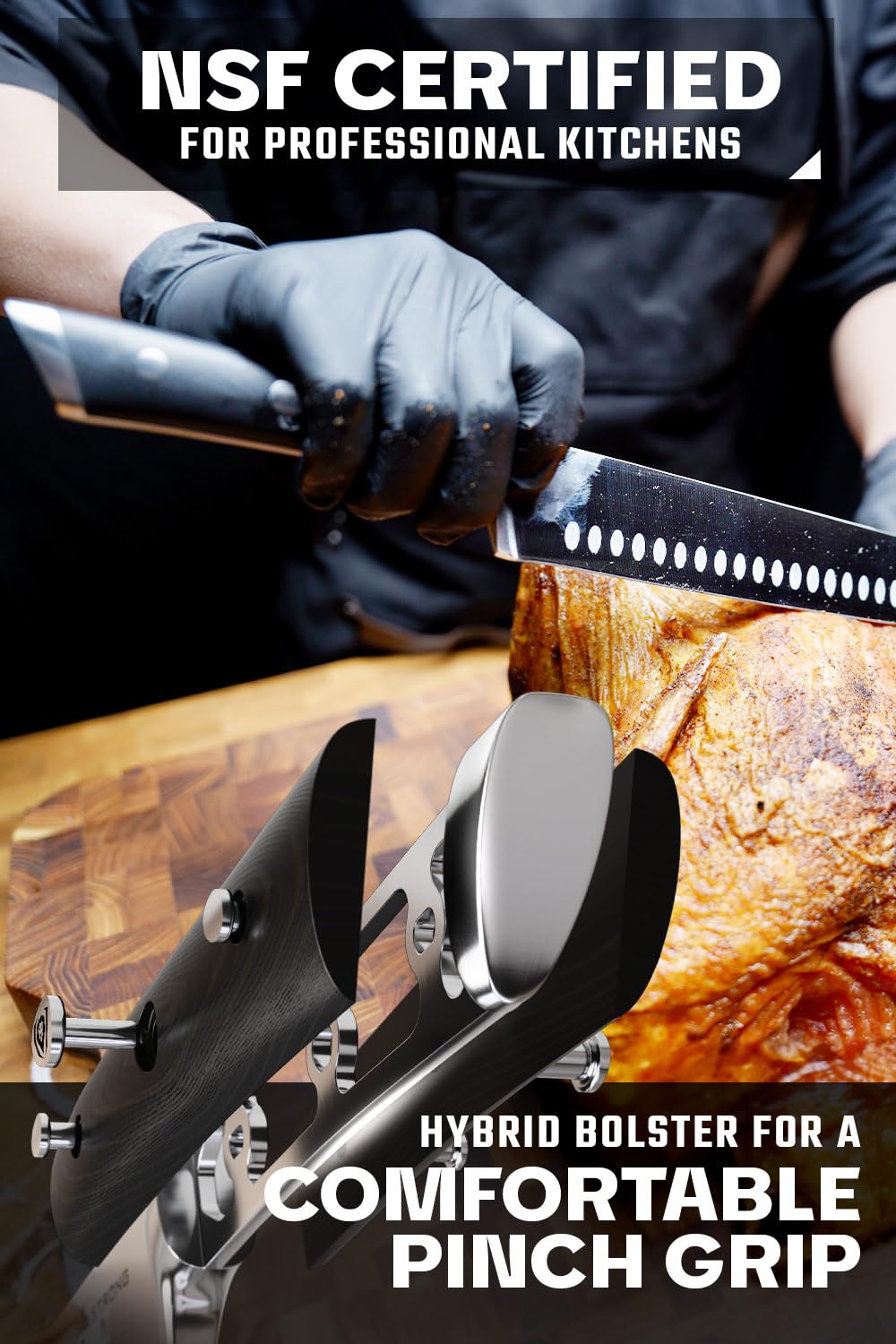 Dalstrong Slicing Knife - 12 inch - Gladiator Series Elite - Granton Edge - Forged High-Carbon German Steel- G10 Handle - Razor Sharp Carving Knife Gift - w/Sheath - Slicer - NSF Certified - Image 4