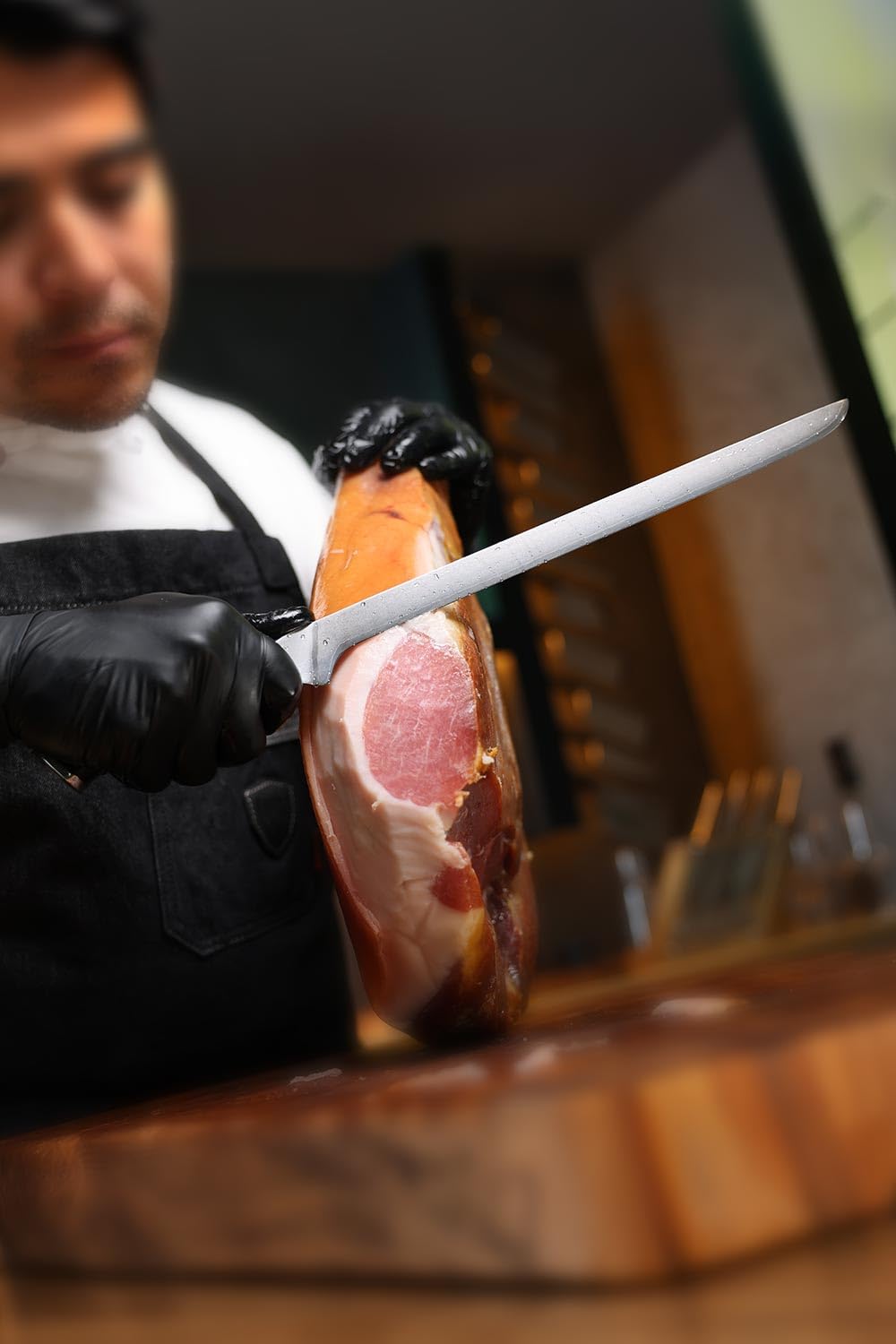 Dalstrong Spanish Style Meat & Ham Slicer - 12 inch - Gladiator Series Elite - German High Carbon Steel - w/Sheath - NSF Certified - Image 6