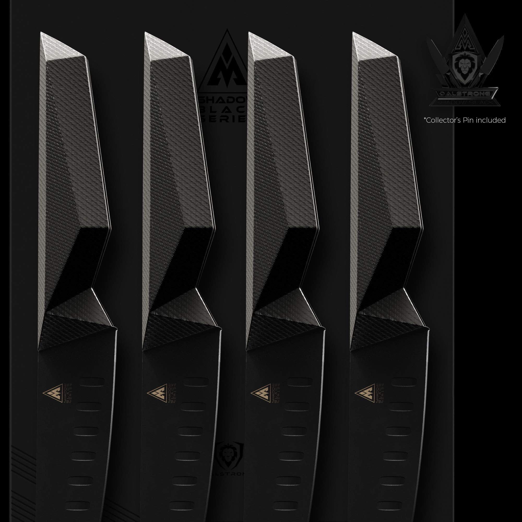 Dalstrong Steak Knife Set-4pc- 5" Blade-Shadow Black Series-Black Titanium Nitride Coated-H Carbon 7CR17MOV-X Vacuum Treated Steel-Dinner Set Kitchen Knives-Sheath-NSF Certified - Image 6