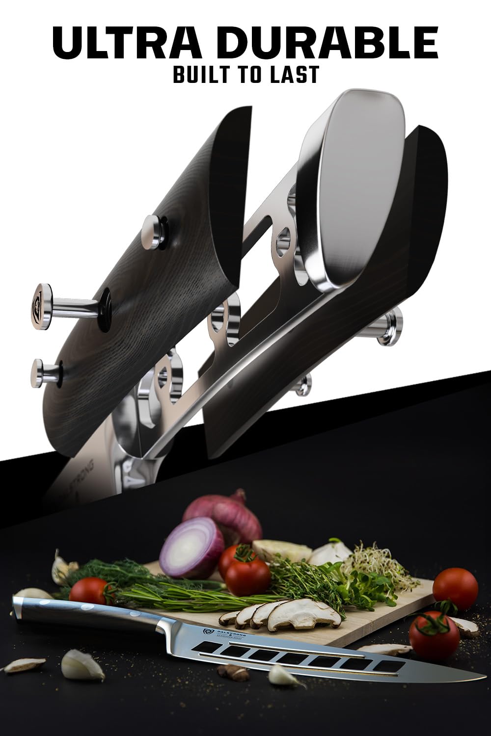 Dalstrong Vegetable 8" Chef Knife - Gladiator Series Elite - Forged High Carbon German Steel - Full Tang - Black G10 Handle - w/Sheath Cover - Kitchen Cooking Knife - NSF Certified - Image 4