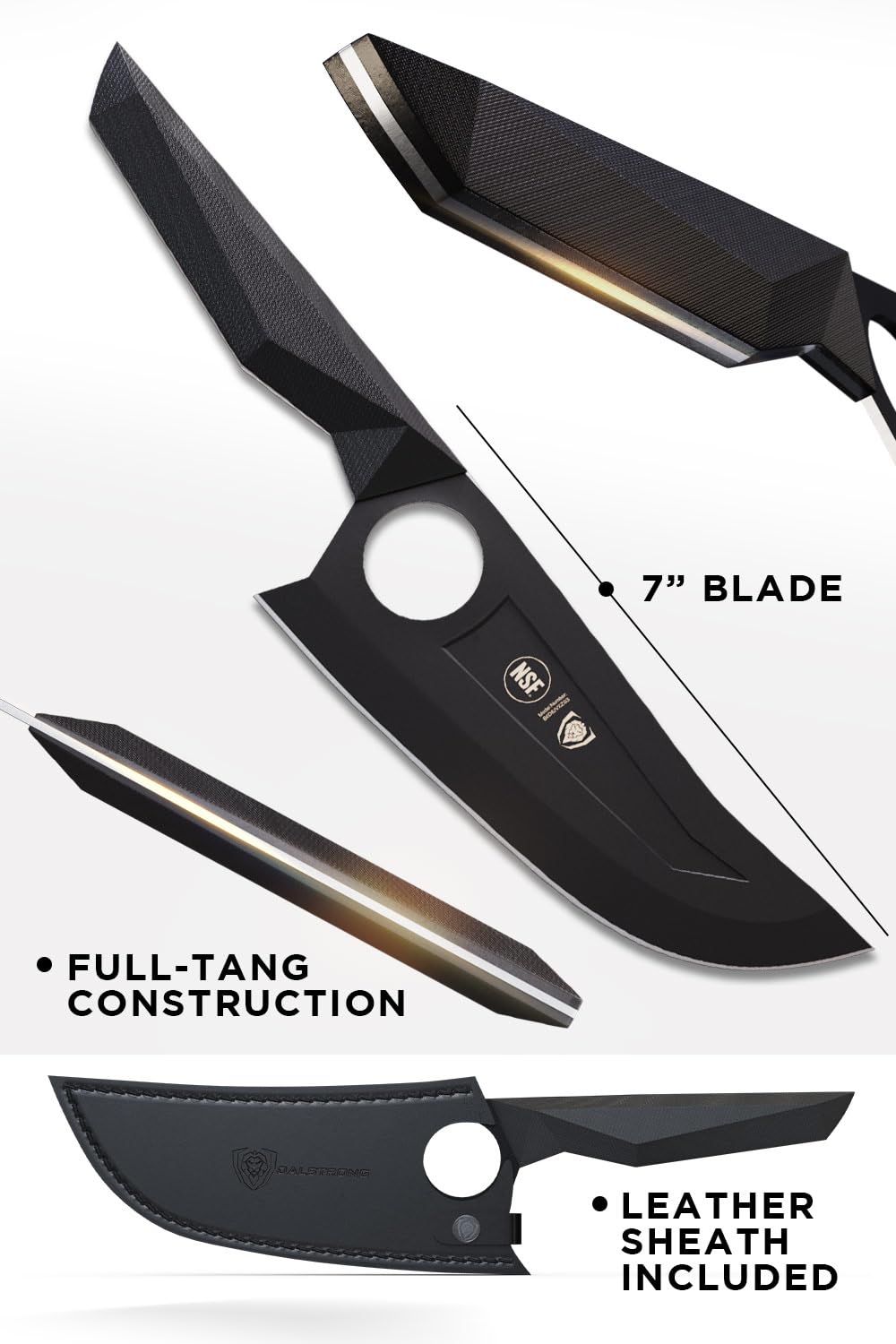 Dalstrong Venator Chef Knife - 7 inch - Shadow Black Series - Razor Sharp Kitchen Knife - Black Titanium Nitride Coated - High Carbon - 7CR17MOV-X Vacuum Treated Steel - Sheath - NSF Certified - Image 7