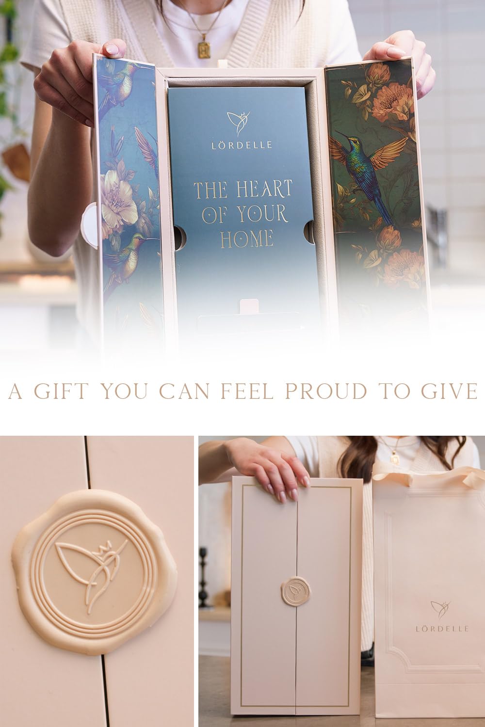 LORDELLE Knife Block Set - 5 Piece Set - Black Vintage Ink - Lifestyle Home Kitchen Design - German X50 Stainless Steel - ABS Handle - Ash Wood Block - Cooking Chef Knife, Santoku, Paring, Utility - Image 8